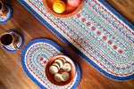 hand printed jute table set with Kantha stitch motif