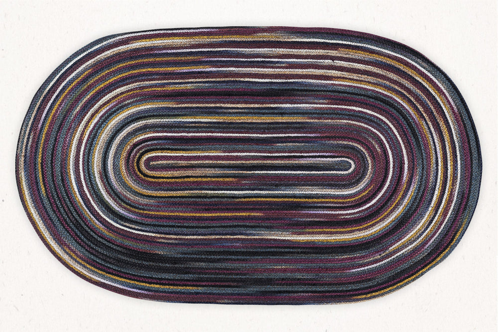 purple tone hand braided jute area rug made in Bangladesh